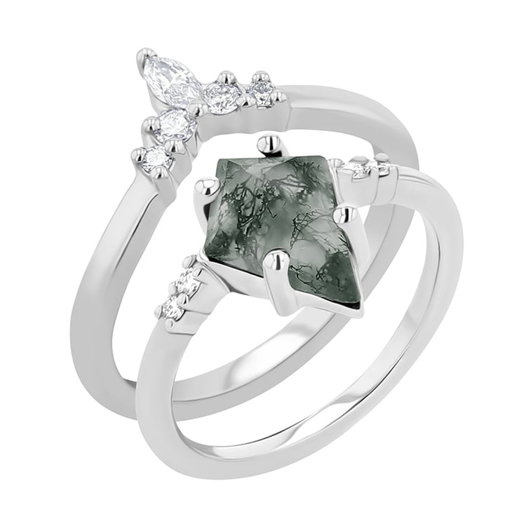 Set prstenů s achátem a diamanty Vinka