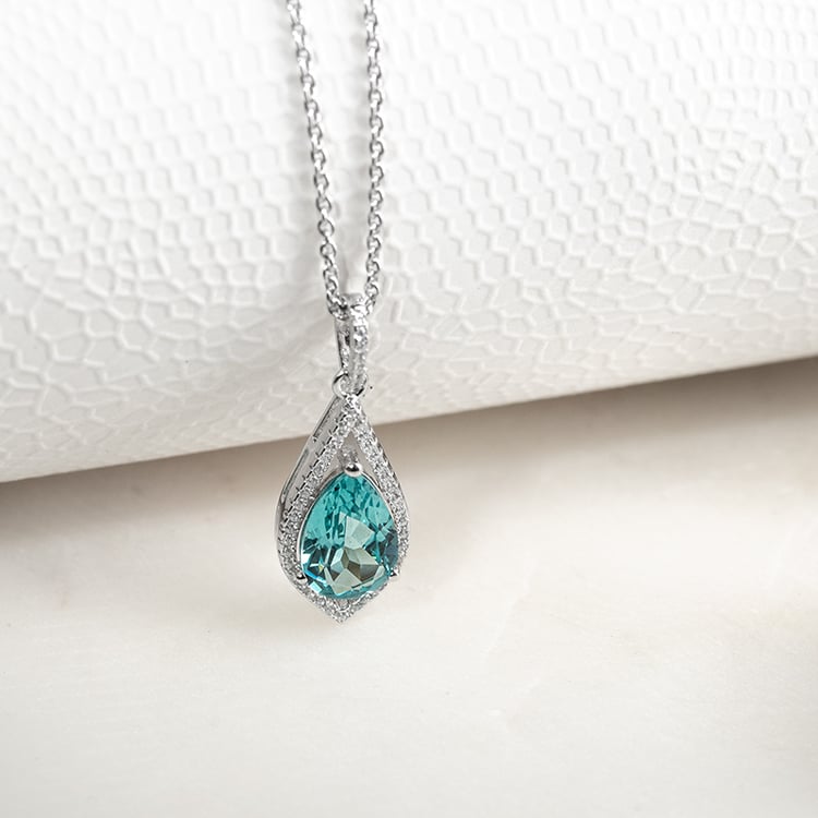 Stříbrný přívěsek se simulovaným turmalínem a zirkony Blory 133318