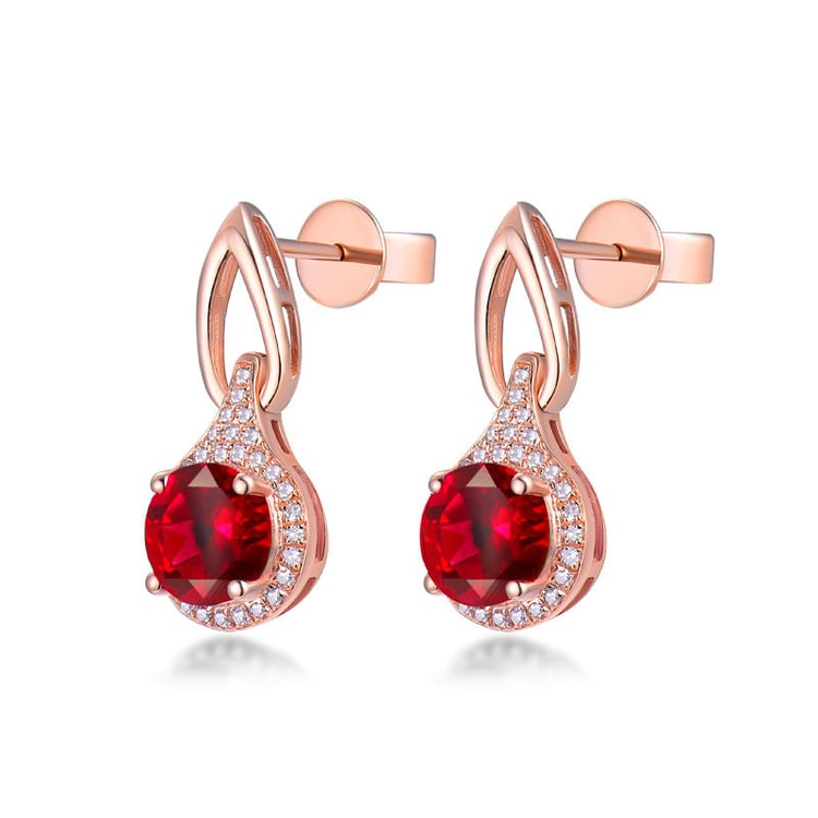 Zlaté náušnice s rubíny 18764