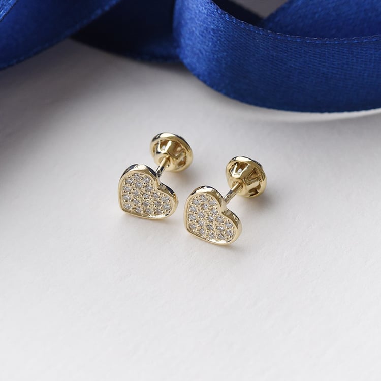 Náušnice ve tvaru srdce s diamanty 90148