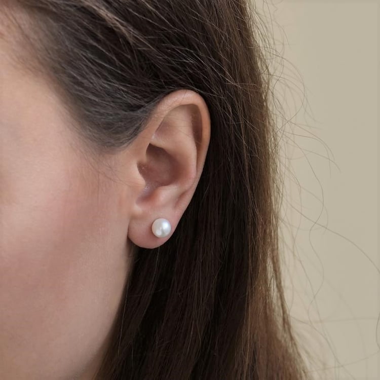 Perlové napichovací náušnice z růžového zlata Abira 126510