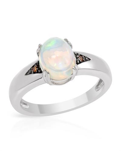 Prsten s oranžovými diamanty a opálem