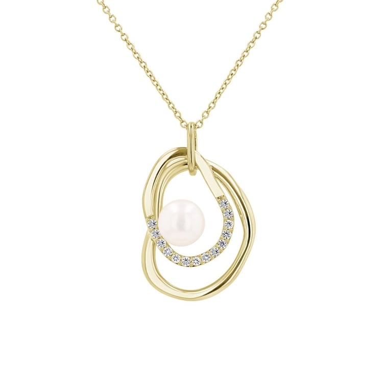 Stříbrný perlový přívěsek s bílými topazy