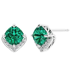 Stříbrné náušnice se simulovanými smaragdy Kosta