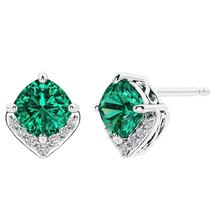 Stříbrné smaragdové náušnice