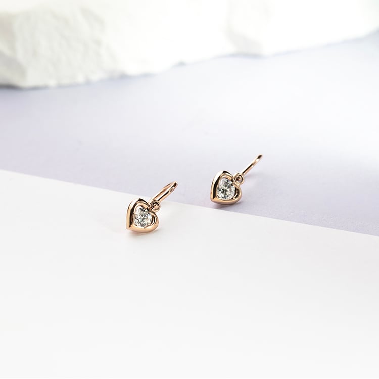 Zlaté dětské náušnice srdíčka s moissanity Aurora 151764