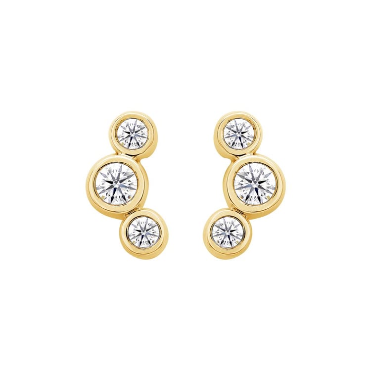 Moderní stříbrné náušnice s kulatými lab-grown diamanty Ebba