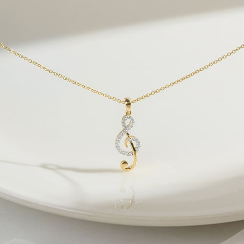 Zlatý přívěsek s lab-grown diamantem ve tvaru houslového klíče Loena