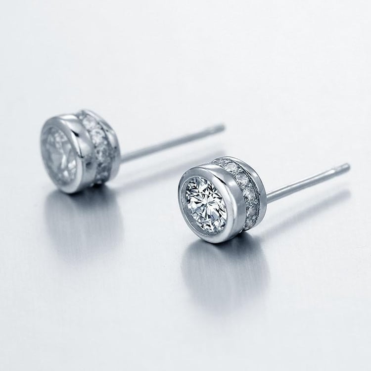 Stříbrné náušnice platinované Clarette 7465