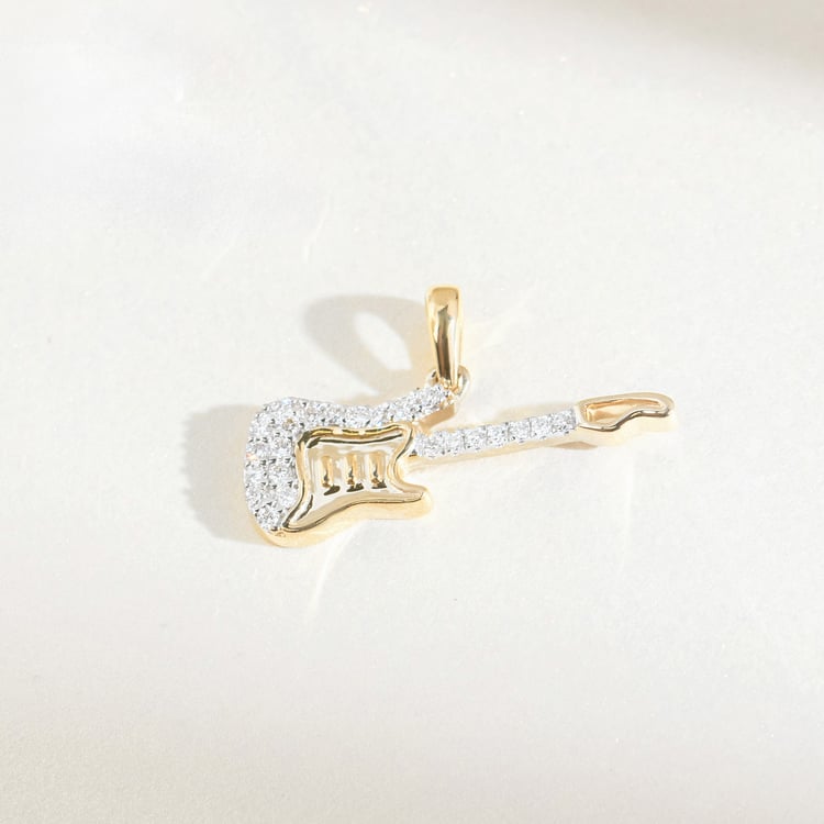 Zlatý přívěsek s lab-grown diamantem ve tvaru kytary 164892