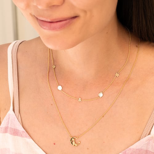 Stříbrný náhrdelník ve tvaru měsíčku s diamantem Malý princ