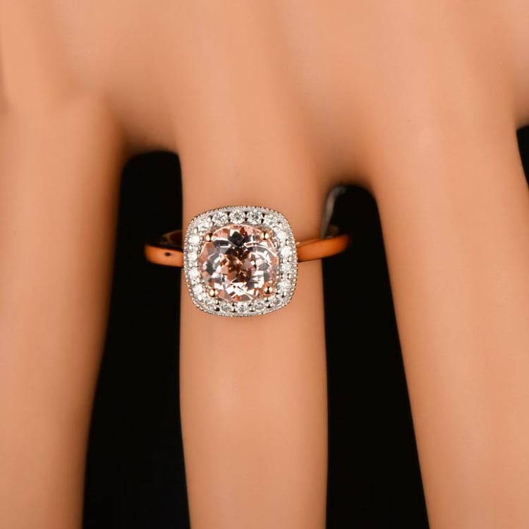 Prsten s diamanty a morganitem 10329