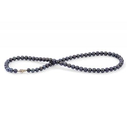 Zlatý náhrdelník s černými 6-6.50mm perlami Elodie