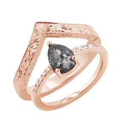 Set prstenů se salt and pepper diamantem a lab-grown diamanty Padma