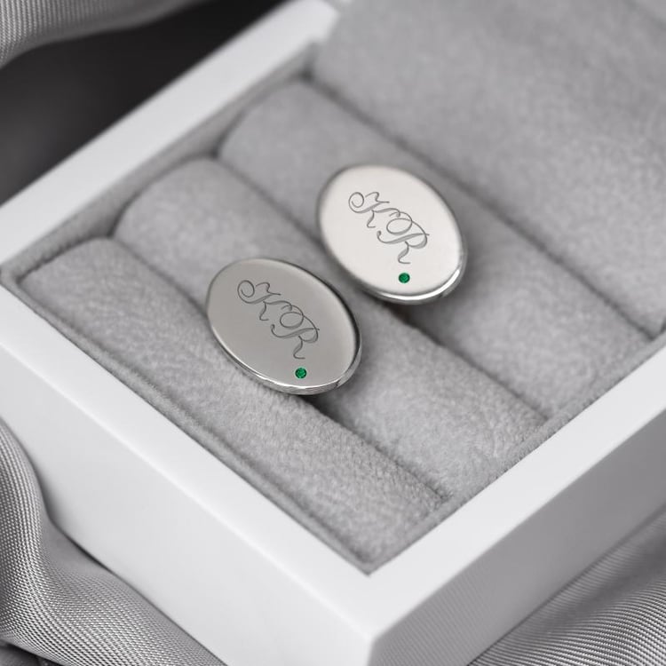 Manžetové knoflíčky se smaragdy ze stříbra 46951