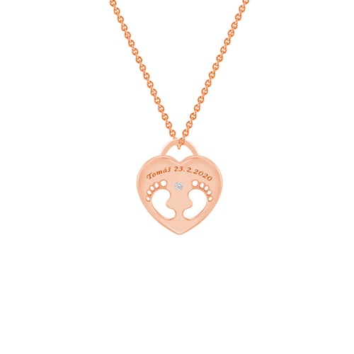 Stříbrný přívěsek dětské nožičky s diamantem a gravírem Olivia