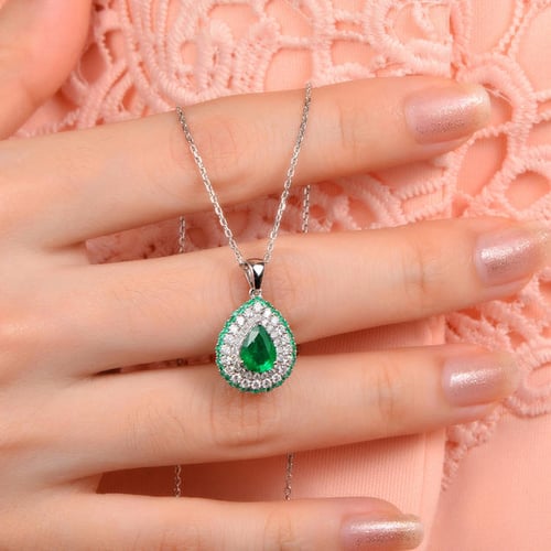 Smaragdová sada šperků s diamanty Teal