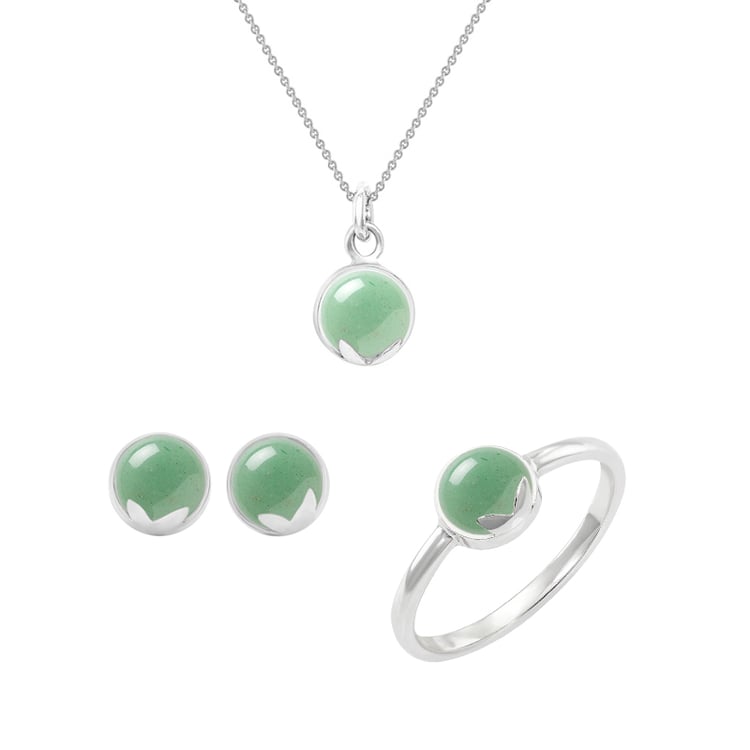 Kolekce šperků s cabochon avanturíny z bílého zlata 44790