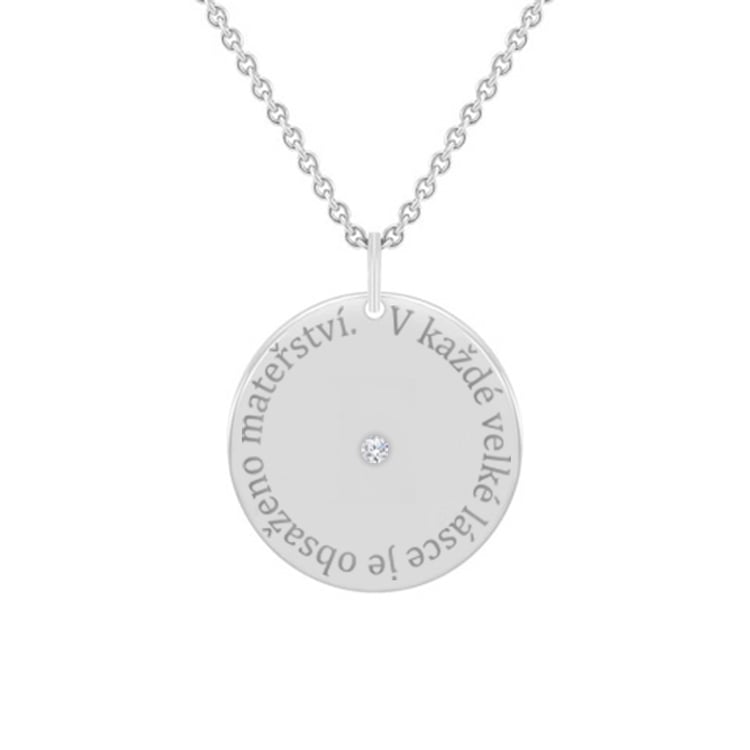 Stříbrný přívěsek s citátem a diamantem Janet 99394