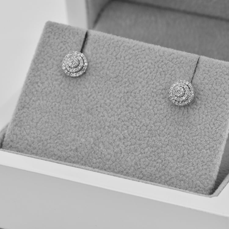 Stříbrné peckové náušnice s lab-grown diamanty Cornelia 104021