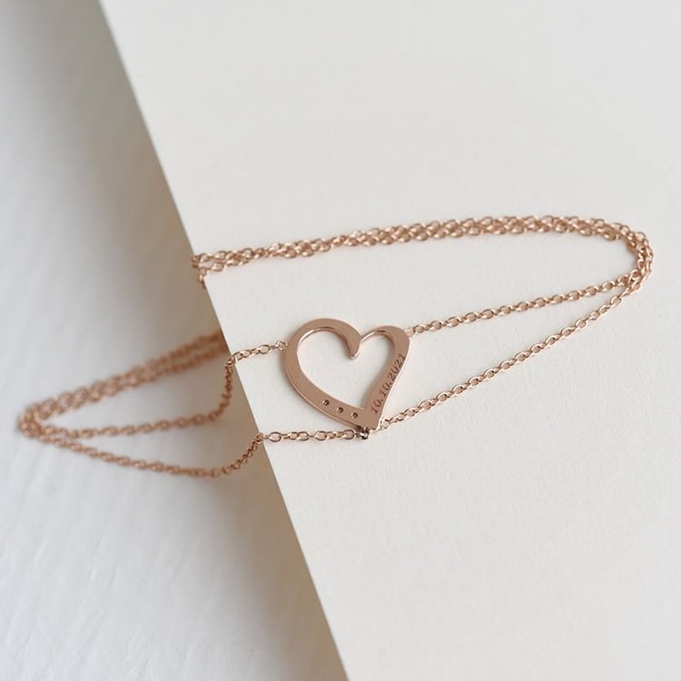 Dvojitý náramek ve tvaru srdce s diamanty Nikki 98442