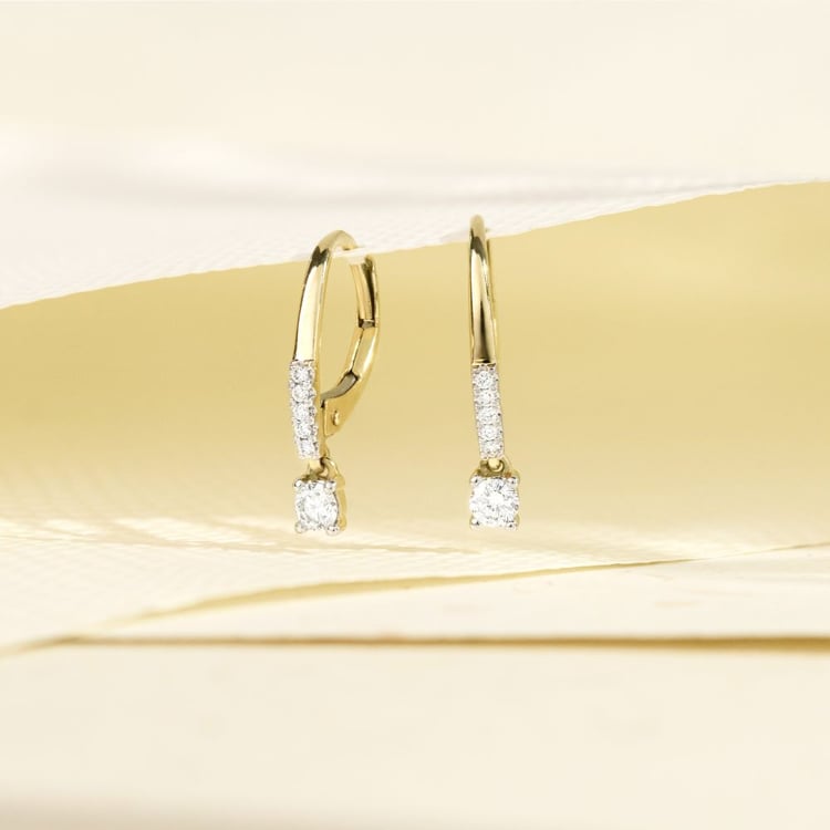 Zlaté visací náušnice s přírodními diamanty 158834