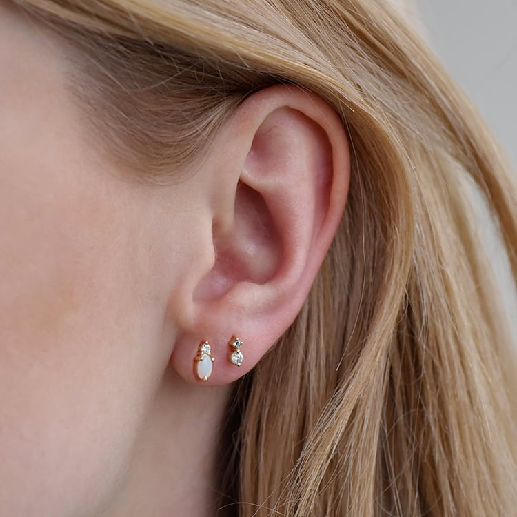 Cluster náušnice s opálem, moissanitem, diamantem a topazem Roseann 92296