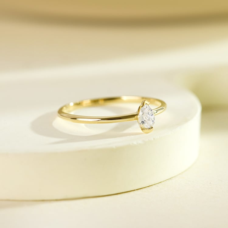 Minimalistický prsten ze zlata s lab-grown pear diamantem Valentin 161892