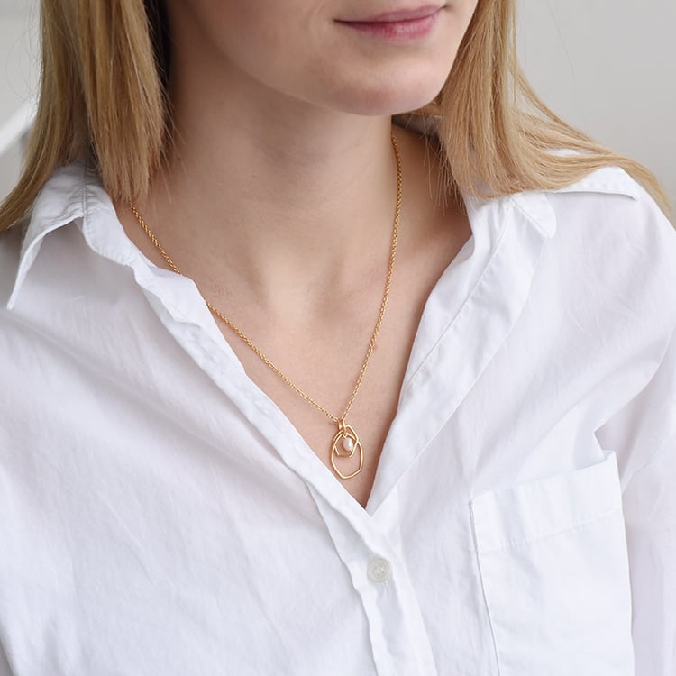 Perlový přívěsek z pozlaceného stříbra 90761