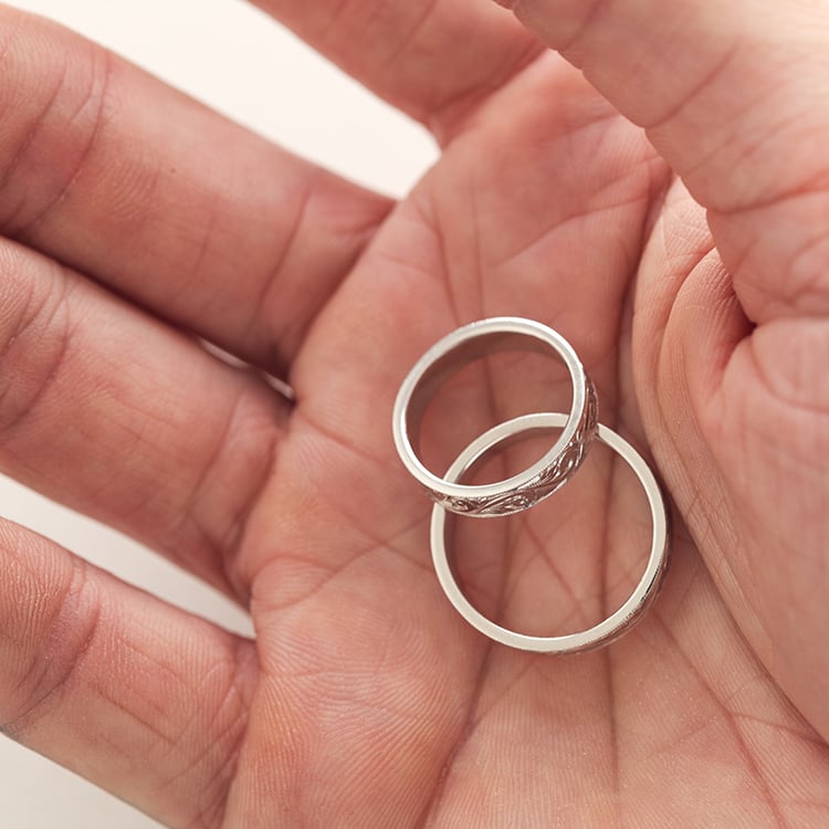 Vintage snubní prsteny s gravírem a diamantem Denton 126066