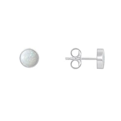 Zlaté minimalistické náušnice s bílými opály Aurinda