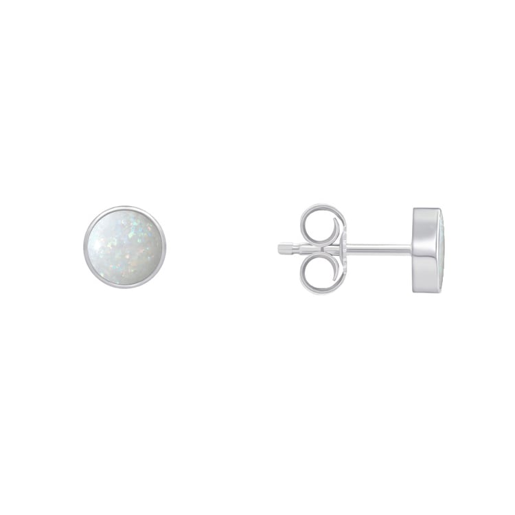 Minimalistické opálové náušnice z bílého zlata 71680