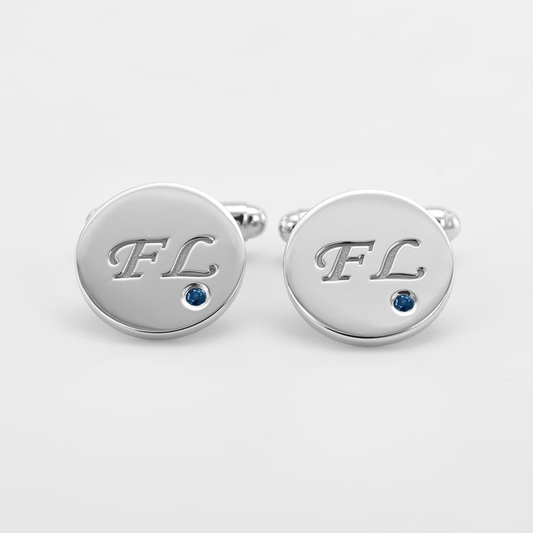 Stříbrné manžetové knoflíčky s modrými diamanty 69806