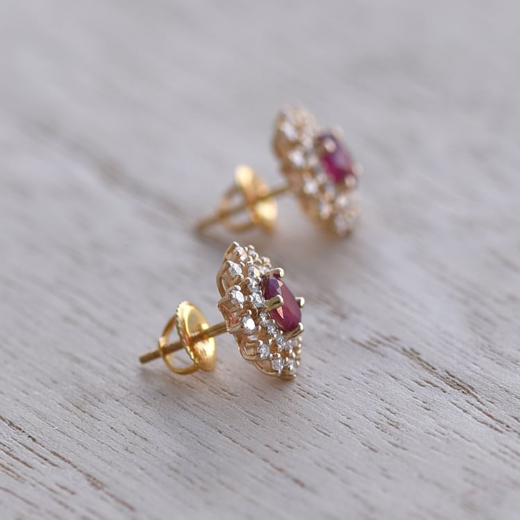 Zlaté náušnice s rubíny 58735