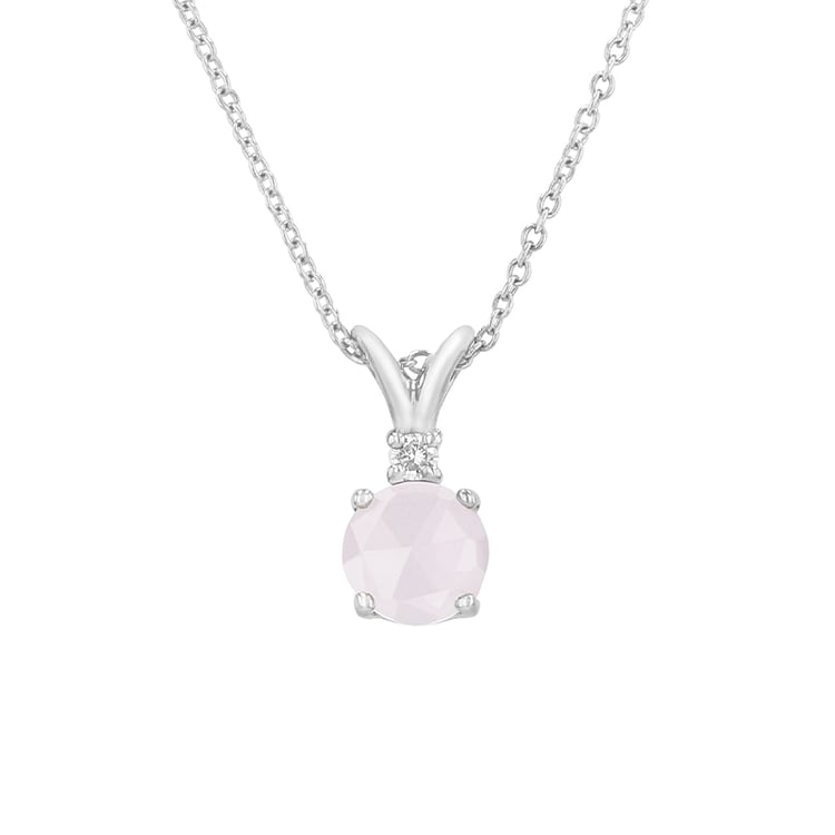 Přívěsek z bílého zlata s růženínem a diamantem 79711