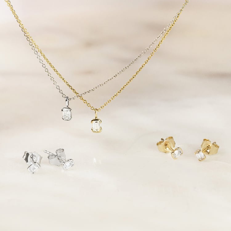 Minimalistický přívěsek ze zlata s lab-grown emeraldem Lias 161331