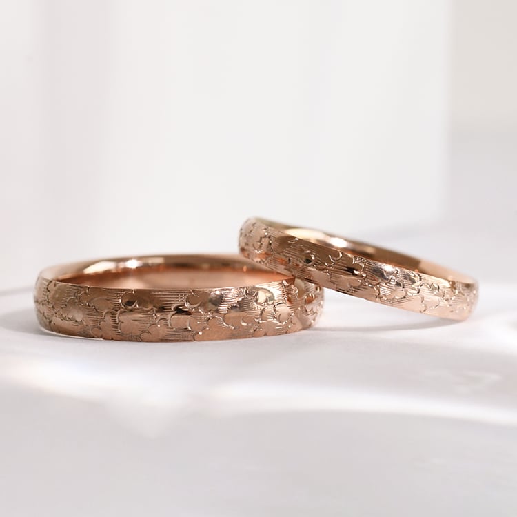 Snubní prsteny s ruční rytinou mraků Clouds 118340