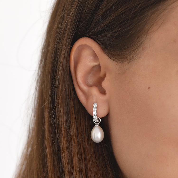 Perlové náušnice se zirkony 61281