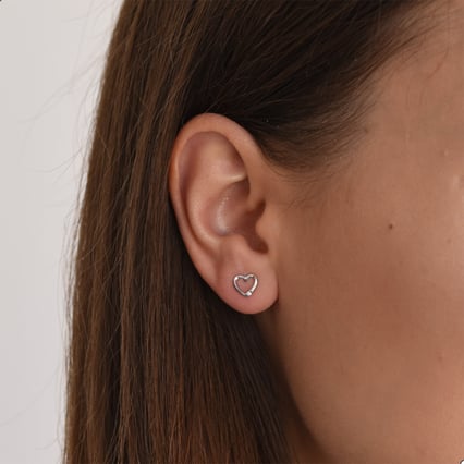 Zlaté náušnice ve tvaru srdce s diamanty Stella