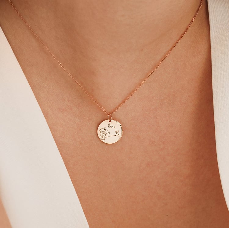 Zlatý přívěsek Malý princ s liškou a gravírem 157465