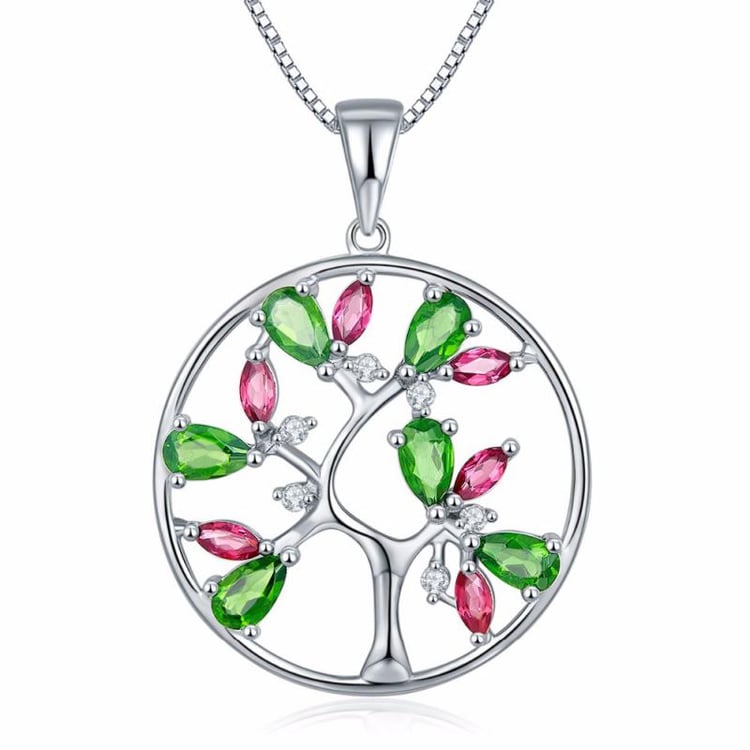 Stříbrný přívěsek s diopsidy, rhodolit granáty a topazy Eibhir
