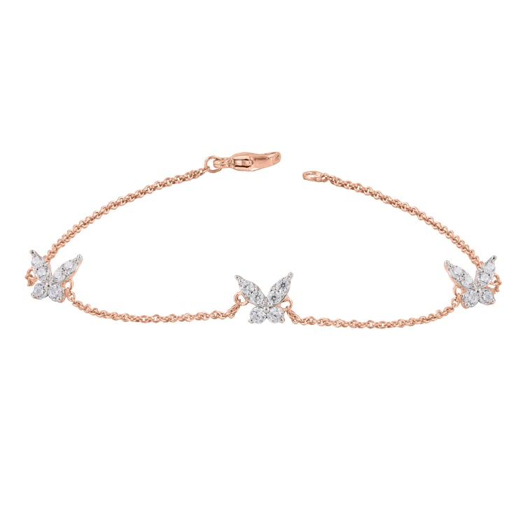 Řetízkový náramek s motýlky z přírodních diamantů Nagendra 164979