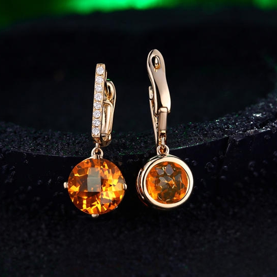 Citrínové náušnice s diamanty 9960