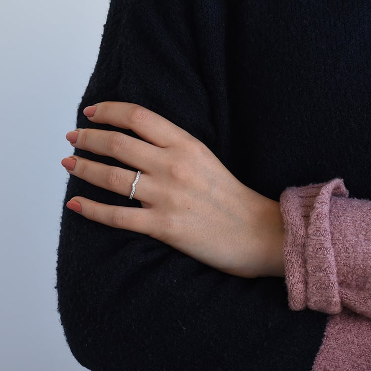 Zlatý eternity prsten s lab-grown diamanty a pánský plochý prsten Marveille 118368