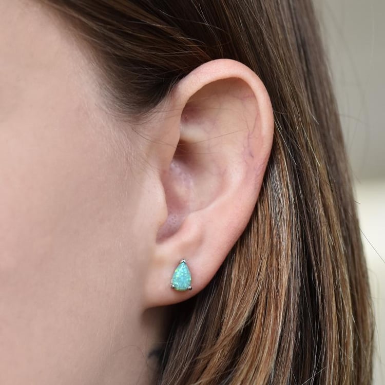 Napichovací náušnice se zelenými opály Ellysa 23086