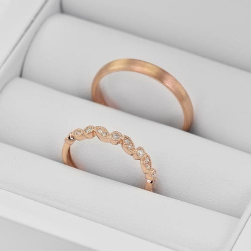 Vintage prsten s lab-grown diamanty a komfortní snubní prsten Sango