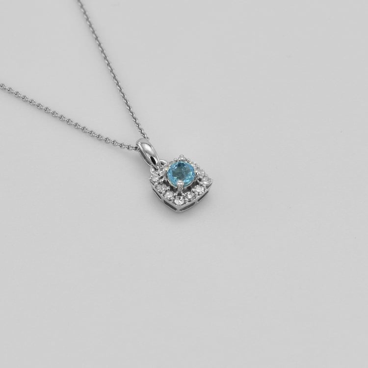 Stříbrný akvamarínový přívěsek s lab-grown diamanty Ketzia 104266