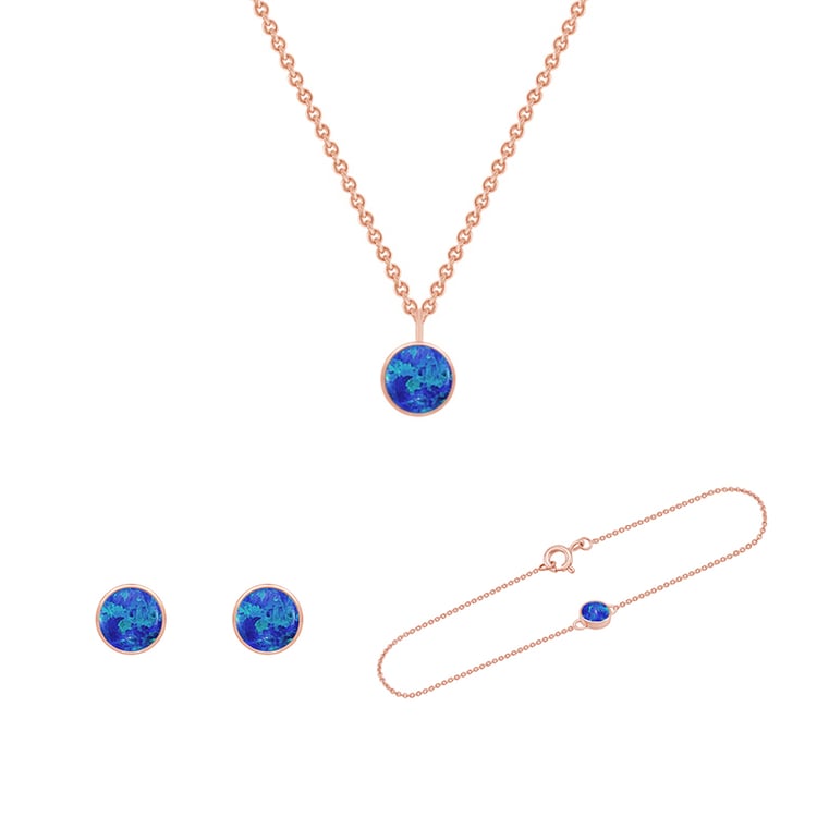 Zlatá kolekce šperků s modrými opály Tallie 148507