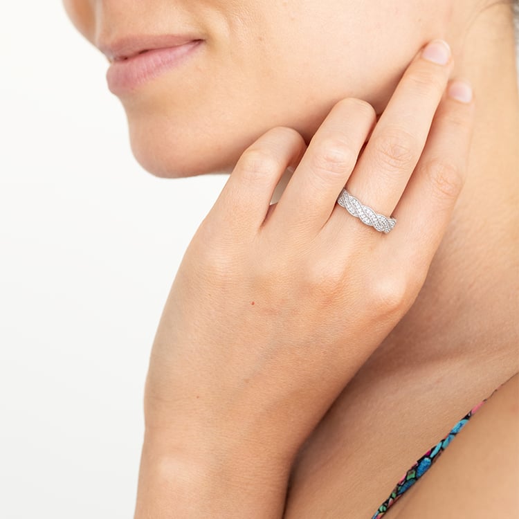 Propletený prsten s lab-grown diamanty Kalpini 128785