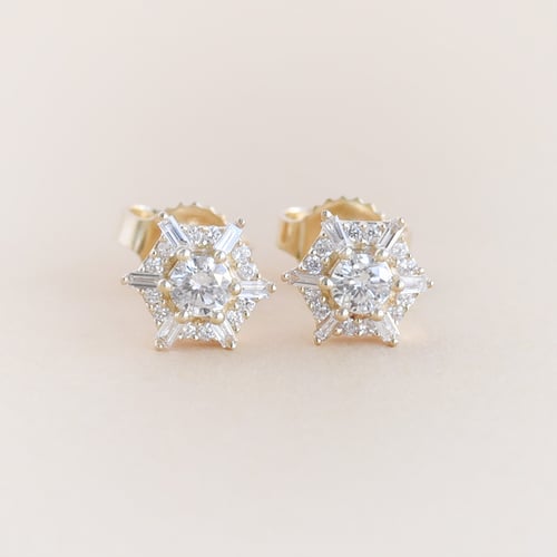 Náušnice ve tvaru hexagon s lab-grown diamanty Shamil